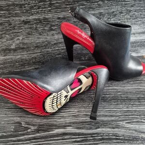 Stylish Black and Red High Heel Mules
